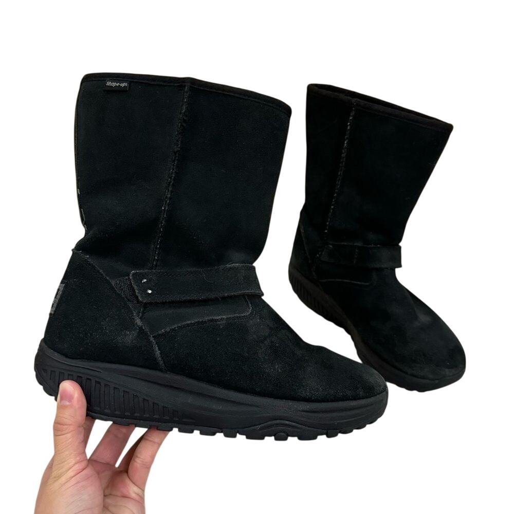 Skechers Shape-Ups Black Suede Tall Boots Women's 8 Winter Snow‎ Outdoor